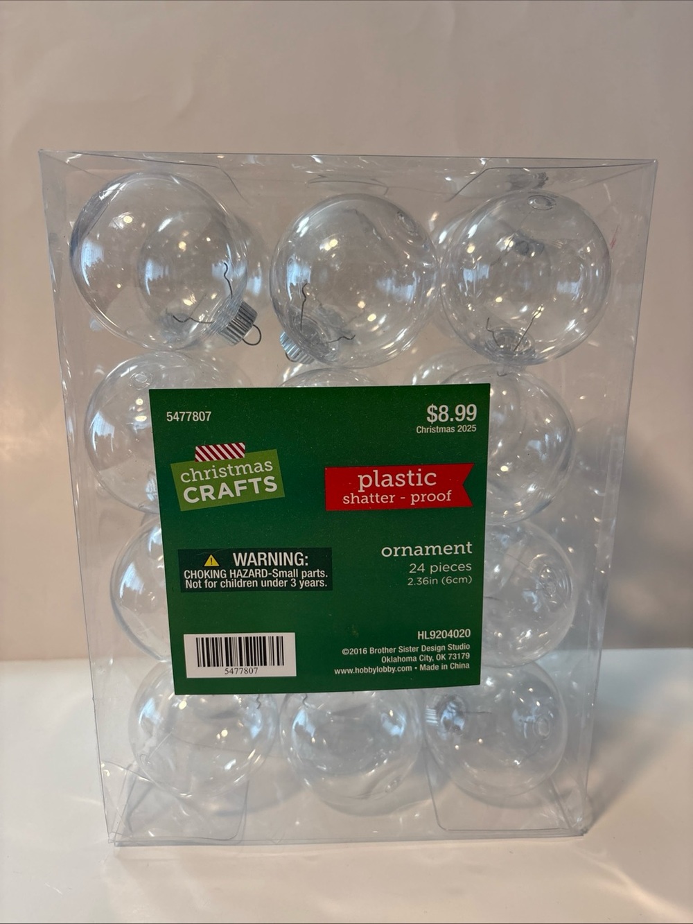 Clear Plastic Fillable Shatterproof Ornaments 2.36” for Crafts Package of 24.